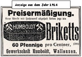 Zeitungsanzeige von 1914